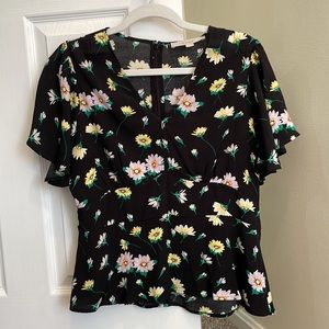 LOFT Floral Flutter Sleeve Blouse